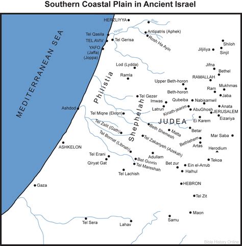Map Of Israel S Southern Coastal Plain Bible History