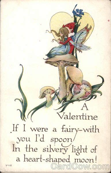 A Valentine With Fairies On Mushrooms Fantasy Valentines Greetings