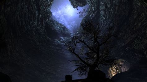 Wallpaper Night Moon Moonlight Atmosphere Cave The Elder Scrolls