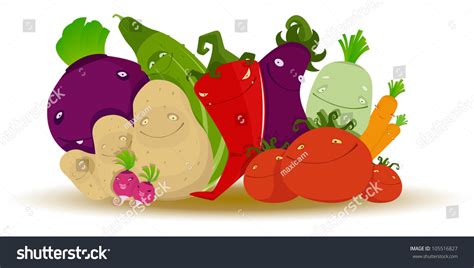Group Of Funny Cartoon Vegetables Stock Vector Illustration 105516827