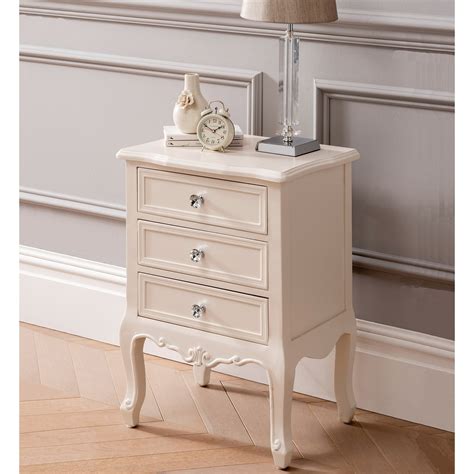 Antique French Style Bedside Table With Crystal Handles Bedroom