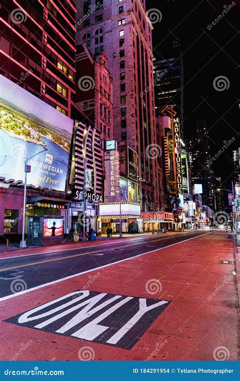Empty Streets Of New York Times Square New York Manhattan View