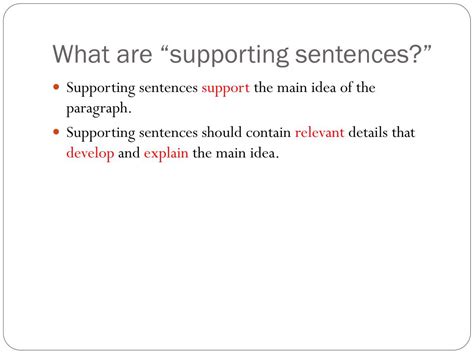What Is Supporting Sentence What Is The Role Of Supporting Sentences