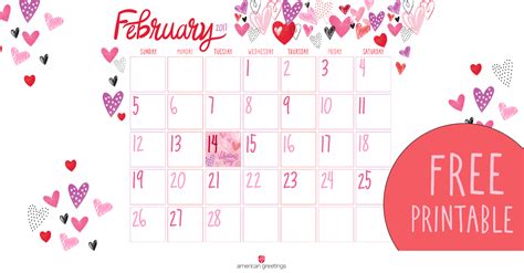 Free Printable February Calendar American Greetings Blog February Calendar Monthly Calendar