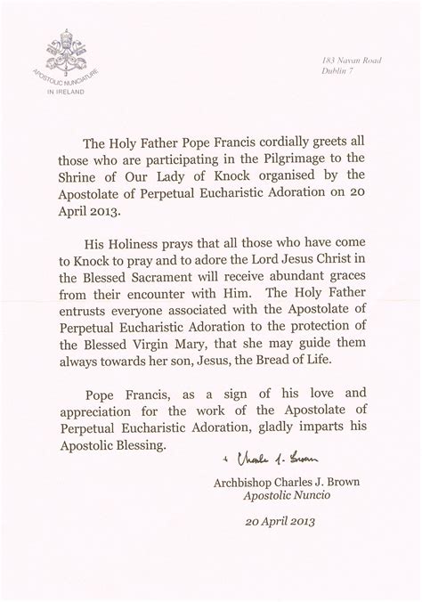 Pope Francis Letter Eucharistic Adoration