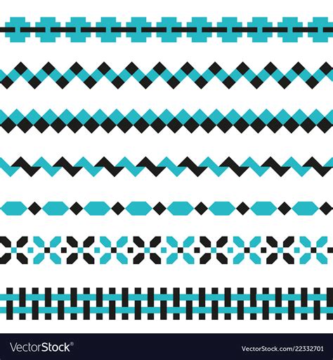Set Of Geometric Borders In Two Colors Royalty Free Vector