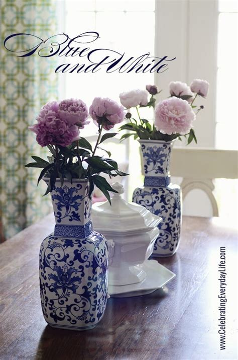Decorations don't have to be complicated to look beautiful. Touches of Blue & White on my Dining Room Table {Summer ...
