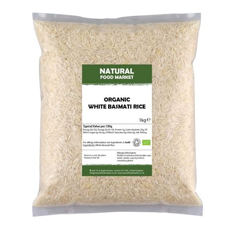 Buy Organic White Basmati Rice 1kg By Natural Food Market Online At