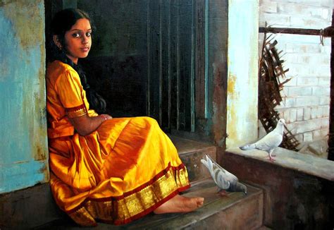 S Elayaraja Indian Women Painting Indian Artist Indian Paintings Oil Paintings Indian