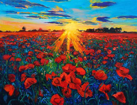 Poppy Fields Painting By Boyan Dimitrov Fine Art America