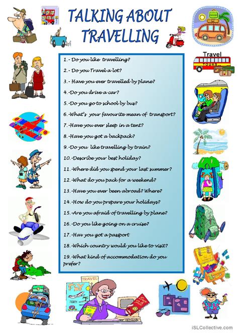 Talking About Travelling Discussion English Esl Worksheets Pdf And Doc