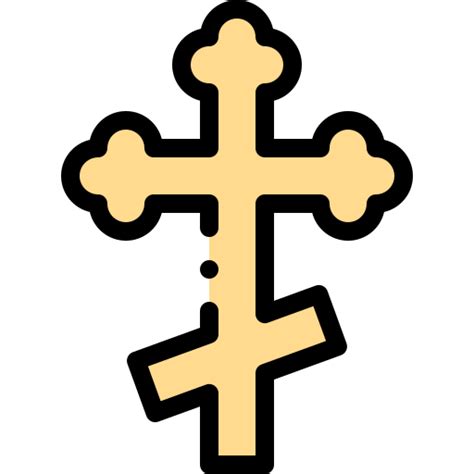 Orthodox Cross Detailed Rounded Lineal Color Icon