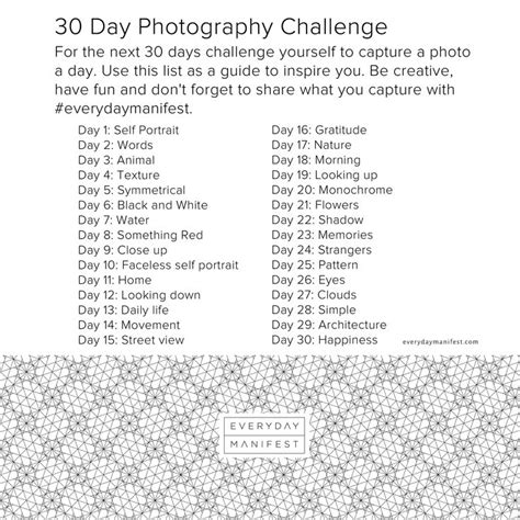30 Day Photography Challenge 30 Day Challenge Subscription Box At