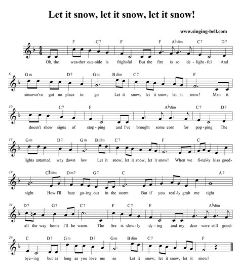 Free Printable Piano Sheet Music For Let It Snow Free Templates Printable