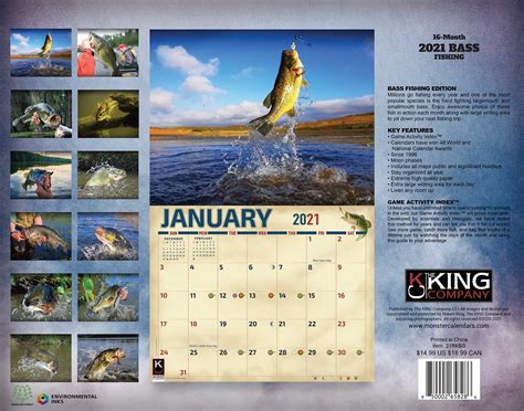 2021 Bass Fishing Calendar 3 1 