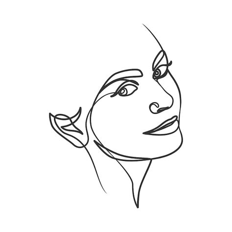 Premium Vector Continuous Line Drawing Of Woman Face Cute Female