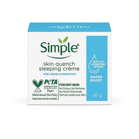 Simple Water Boost Skin Quench Sleeping Creme 100 Hr Hydration 40g At