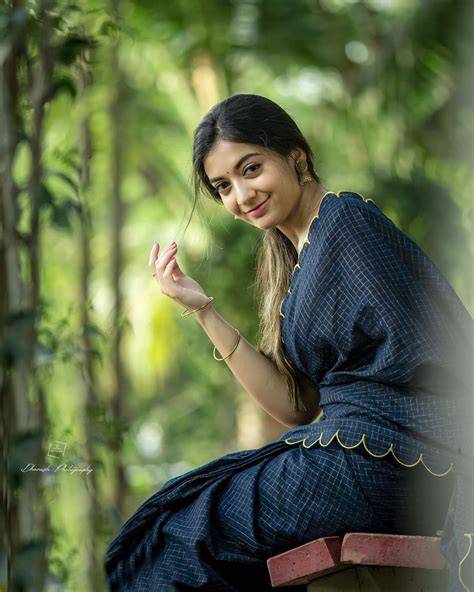 Athmika Sumithran In Cotton Etched Saree Photos South Indian Actress