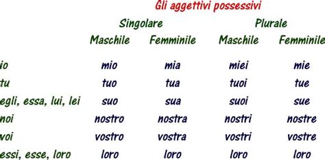 Gli Aggettivi Possessivi Grammatica Italiana Avanzata