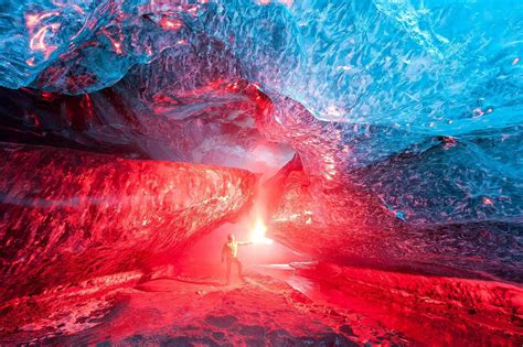 A Flair Let Off In An Ice Cave Ice Cave Cave Photos Amazing Nature