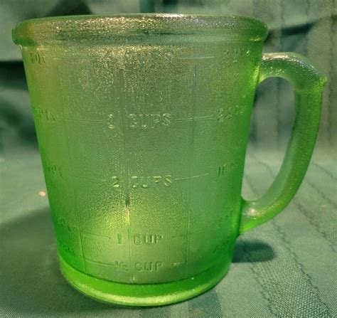 Depression Glass Green Cup Qt Oz Measuring Pitcher Wet Dry