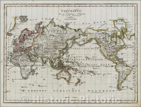 Historic Map Weltkarte Nach Den Vorzuglichsten Hulfsmitteln Tranquillo Mollo Map Of The World