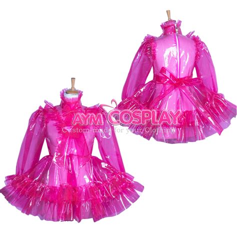 Lockable Eva Plastic Sissy Maid Hotpink Dress Cdtv Tailor Made G3852