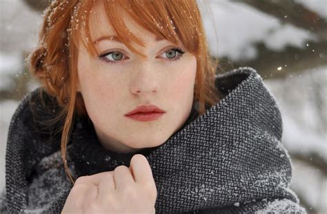 Wallpaper Face Women Outdoors Redhead Model Looking Away Snow