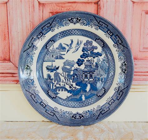 China Plate Blue And White China English Willow Ware Etsy Blue And