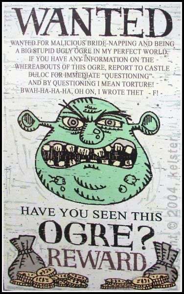 Wanted Ogre Poster Retro Poster Shrek Vintage Poster Art