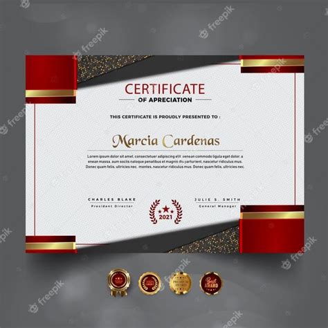 Elegante Plantilla De Certificado De Logros Vector Premium