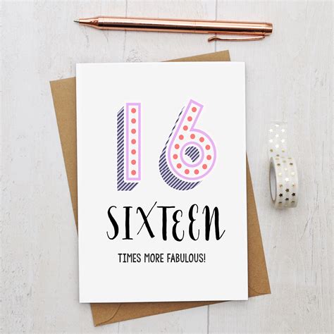 16th Birthday Card By Papergravy