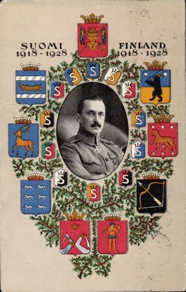 Wappen Passepartout Ansichtskarte Postkarte Finnland Akpool De