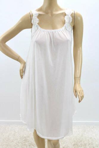 Vintage Glydons White Nightie Nightgown Double Nylon Chiffon Lingerie S