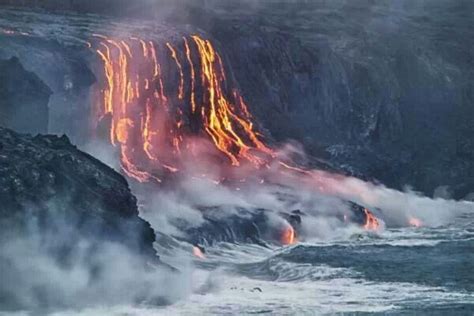Lava Falls Waterfalls Volcano National Park Hawaii Volcanoes