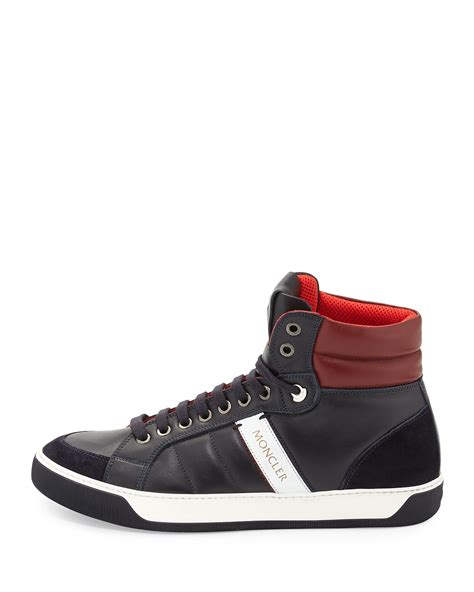 Moncler Leather High Top Sneakers In Blue For Men Lyst