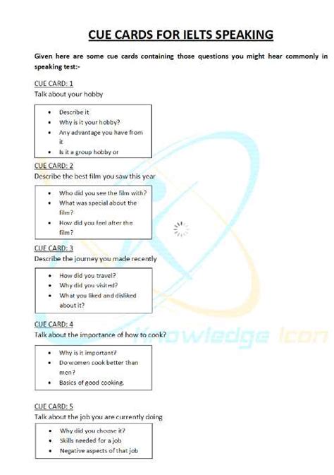 Cue Cards For Ielts Speaking With Answers Pdf Student Forum