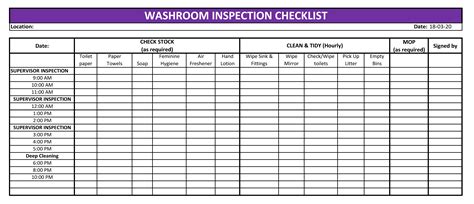 Inspection criteria for the equipment shall be set by the users' organization. Bathroom Cleaning Log Template - Bathroom Design Ideas