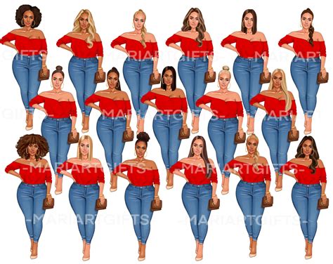 curvy girls clipart curvy woman clipart casual clipart etsy
