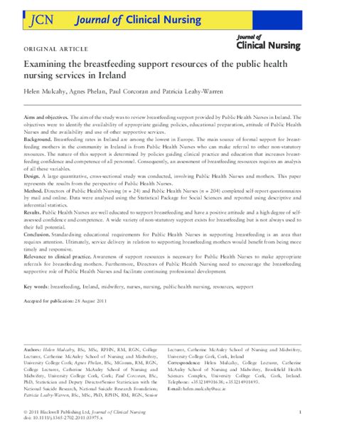pdf examining the breastfeeding support resources of the public health nursing services in