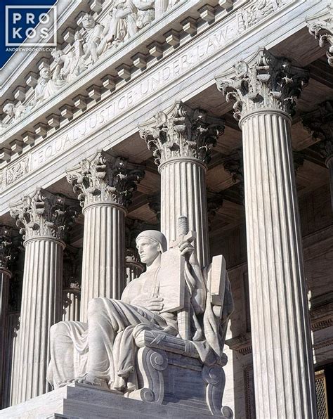 United States Supreme Court Exterior With Guardian Statue Fine Art