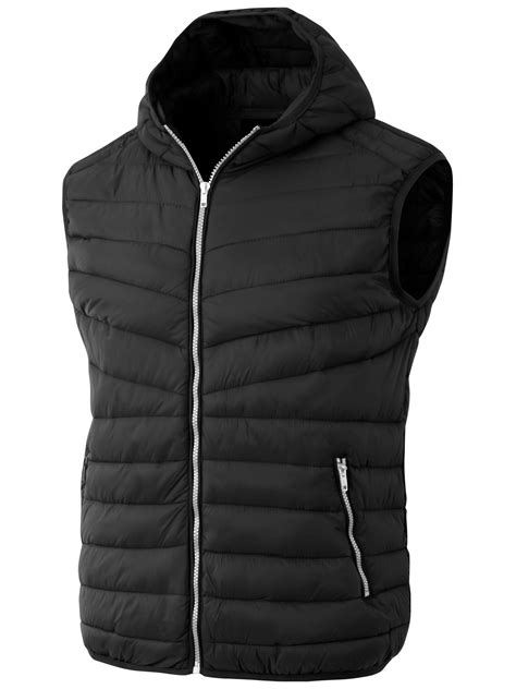 Ma Croix Mens Lightweight Puffer Vest Alternative Down Quilted Hiking Parka With Hood