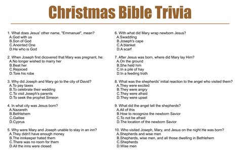 4 Best Printable Christmas Bible Trivia
