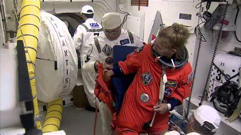 Sts 135 Astronauts Strap Into Space Shuttle Atlantis For Launch Youtube