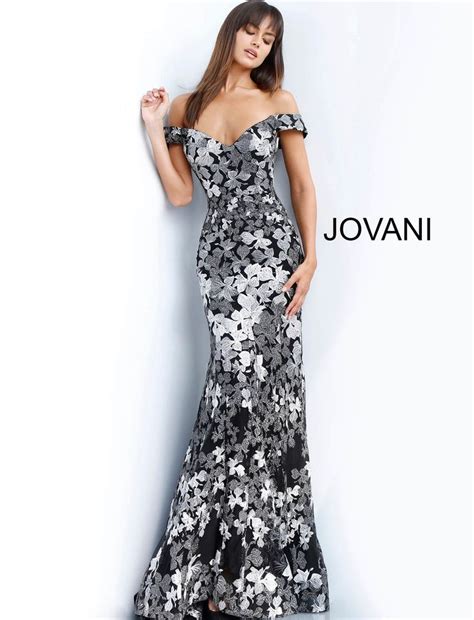 Jovani 61380 Black Grey Floral Embroidered Evening Dre In 2021 Off
