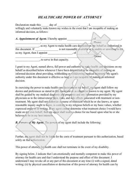 Free Printable Medical Power Of Attorney Form Virginia Printable Word