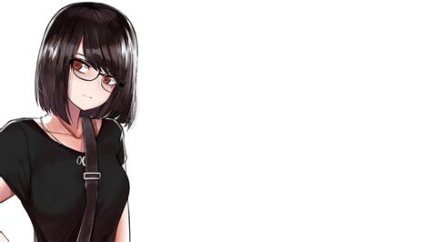 Brunette Long Hair Meganekko Anime Girls Manga Glasses Anime Simple Background Looking