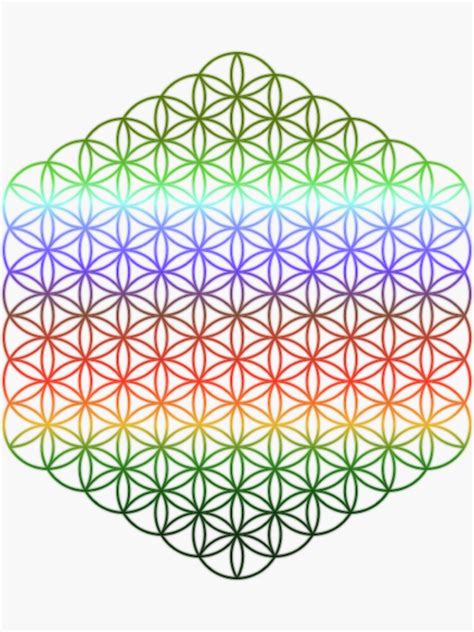 Rainbow Flower Of Life Sacred Geometry Art Print Sticker For Sale By