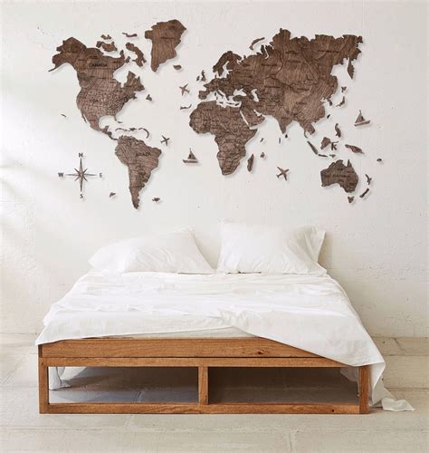 Nessuna opinione su mappa del mondo. Mappa del mondo in legno sul muro - colore noce scuro 150 ...