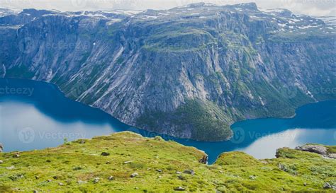 Beautiful Norwegian Summer Panorama Mountain Landscape Near Trolltunga